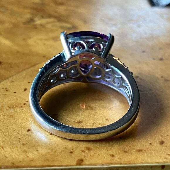 Moroccan Amethyst Red Garnet Sterling Silver Ring Size 7 - Picture 5 of 9